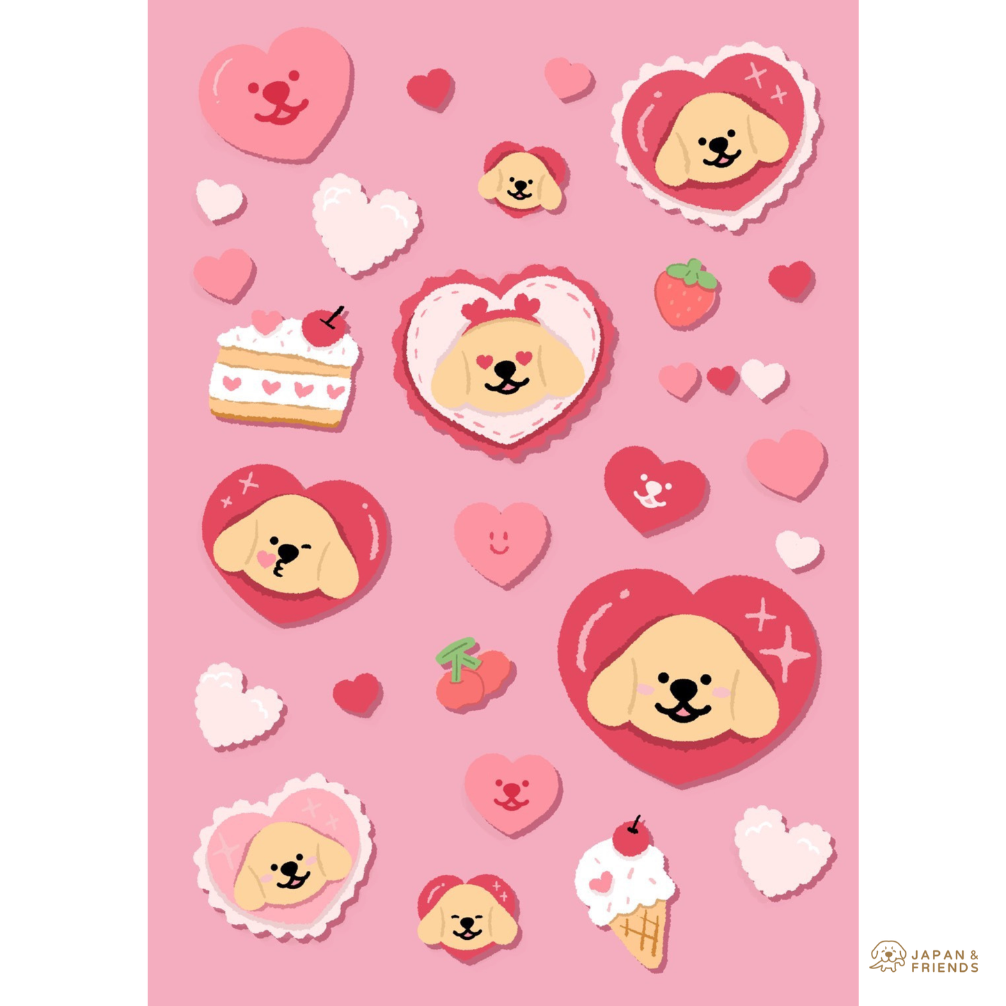 Joommeng, Jedi, Jaidee Sweetheart Sticker Set 4 ใบ สติ๊กเกอร์ จุ๊มเหม่ง เจได ใจดี สวีตฮาร์ต