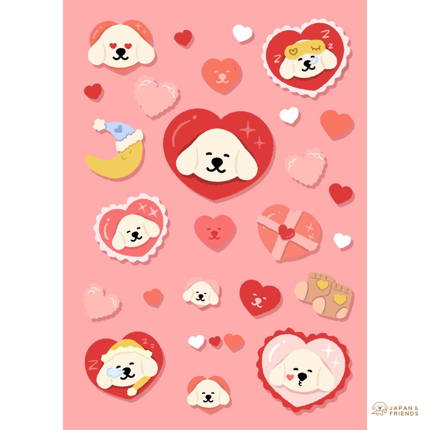 Joommeng, Jedi, Jaidee Sweetheart Sticker Set 4 ใบ สติ๊กเกอร์ จุ๊มเหม่ง เจได ใจดี สวีตฮาร์ต