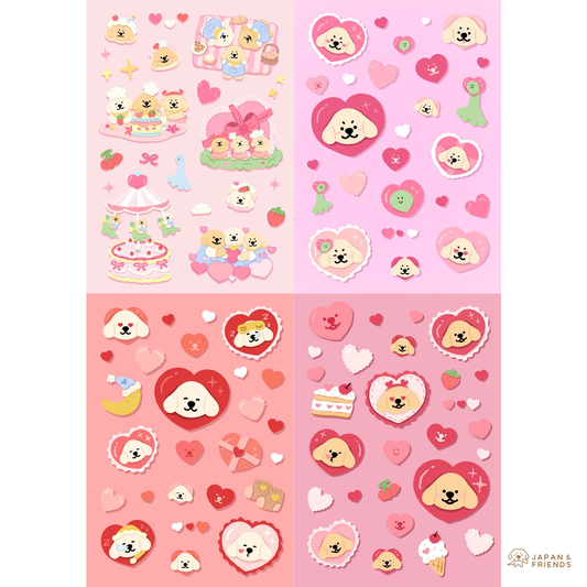 Joommeng, Jedi, Jaidee Sweetheart Sticker Set 4 ใบ สติ๊กเกอร์ จุ๊มเหม่ง เจได ใจดี สวีตฮาร์ต