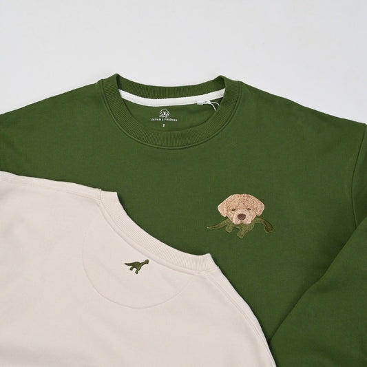 Sweater เสื้อกันหนาวแขนยาว ลายปักหน้าอกจุ๊มเหม่งคาบพี่ไดโน่ Unisex